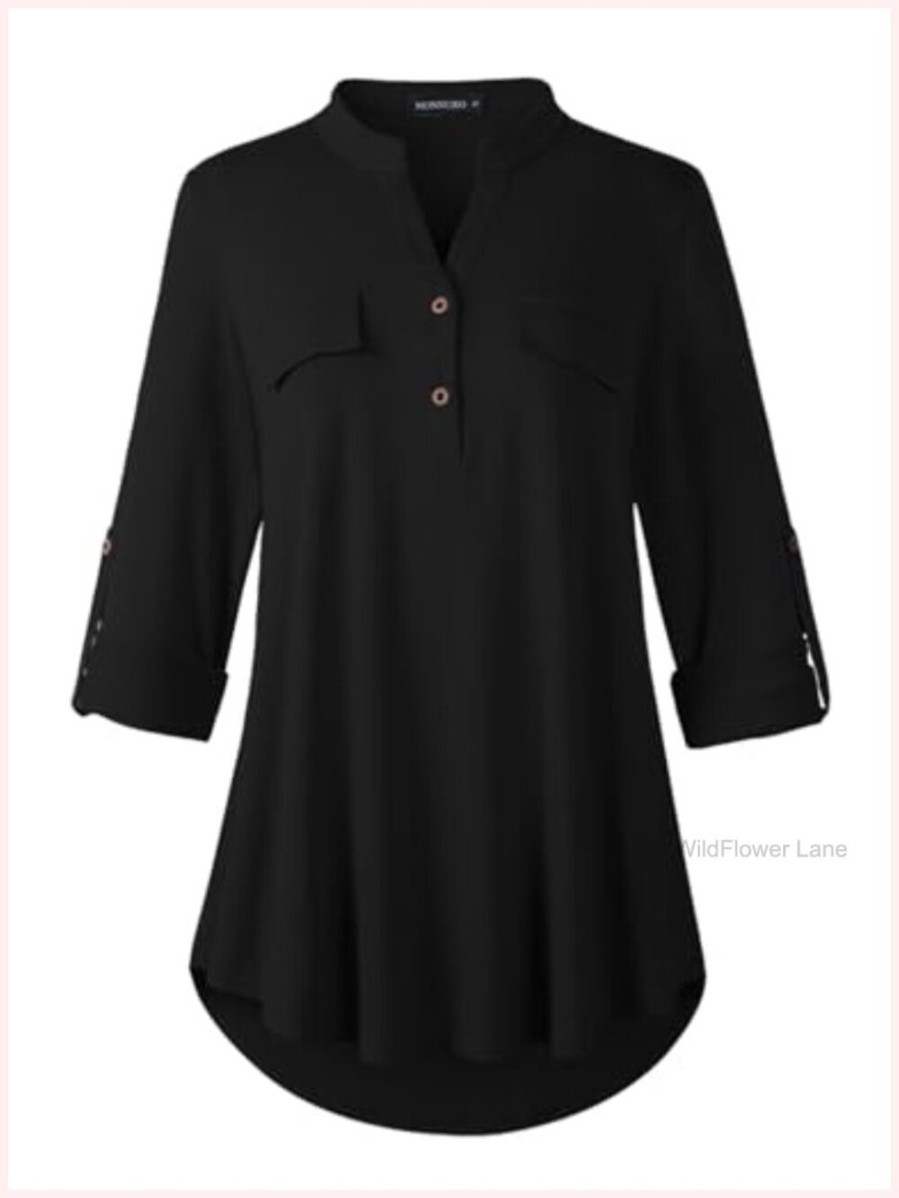 Womens Plus Size Plaid Tunic Top 3/4 Sleeve Button Down Business Casual